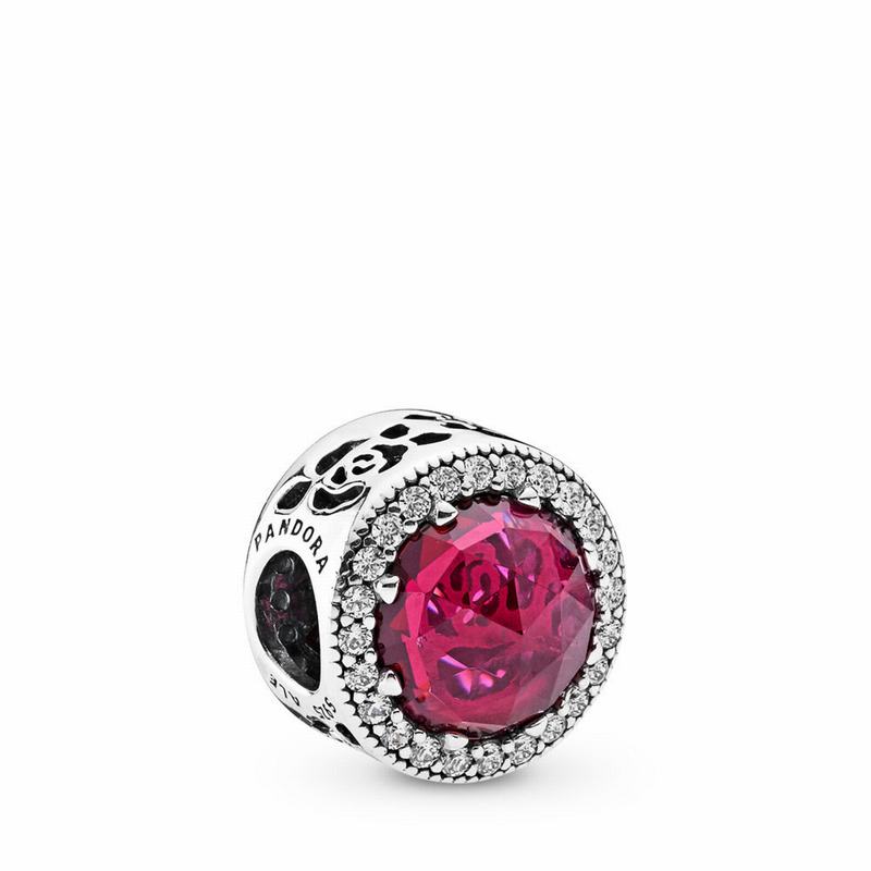 Pandora Disney Belle's Beauty And The Beast Charm Ireland - Sterling Silver/Pink/Mixed Stones - 9835